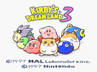 Kirby's Dream Land 3 title screen for Super Nintendo